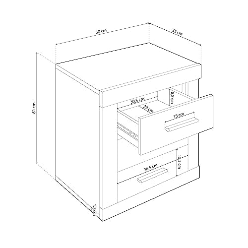 Imagen elegancia y funcionalidad con la mesilla de dormitorio kira en color cambria y blanco